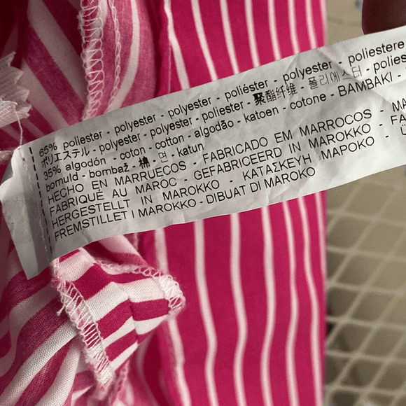 Zara Basic Women's Pink White Striped Knee Length Trumpet A-Line Skirt Medium - Picture 9 of 10